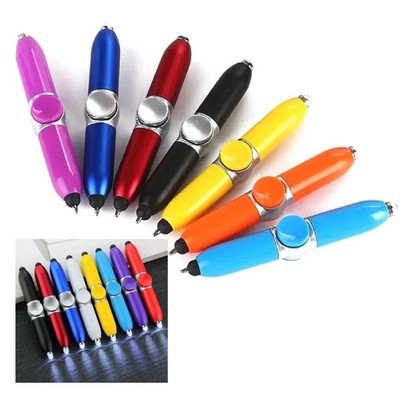 4" 1 LED Flashlight Finger Gyro ball Pen w/ Stylus