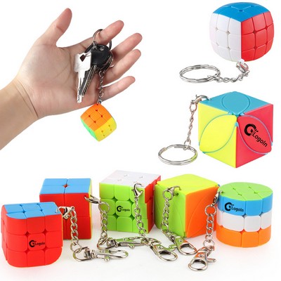 Mini 3x3 Keychain Cube - Stickerless Bright Speed Magic Keyring