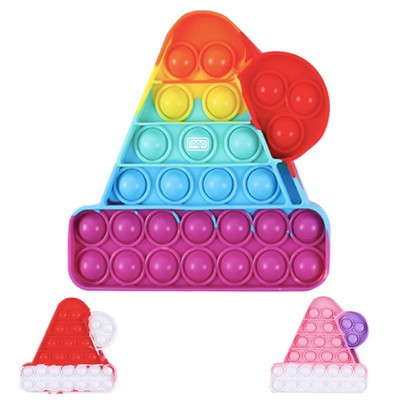 Christmas Hat Shaped Rinbow Silicone Push Pop Bubble Toy